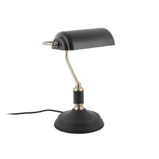 Lampe de bureau design Bank - H. 34 cm - Noir et doré