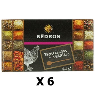 Lot 6x Bouillon de volaille - Bedros - 8 cubes - paquet 80g