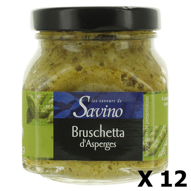Lot 12x Bruschetta d'asperges vertes - Les Saveurs de Savino - pot 140g
