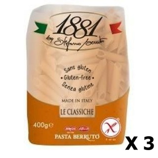 Lot 3x Pâtes italiennes Penne n°30 - SANS GLUTEN - 1881 Pasta Berruto - paquet 400g