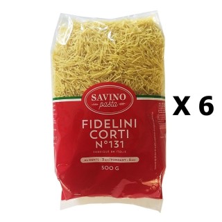 Lot 6x Pâtes Fidelini Corti n°131 pqt 500g  - Savino Pasta - paquet 500g