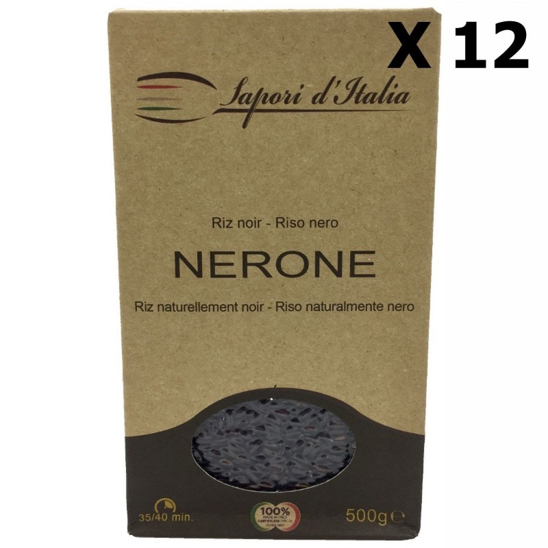 Lot 12x Riz noir Nerone Italie boîte 500g Carton de 12 x 500GR
