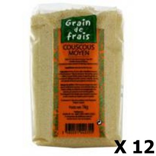 Lot 12x Couscous moyen - Grain de Frais - paquet 1kg