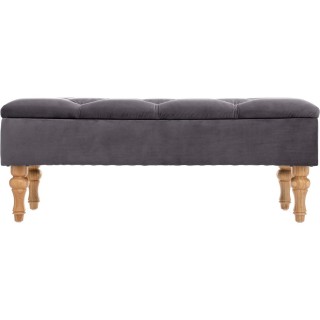 Banc en velours avec coffre Hiver - L. 102 x H. 41 cm - Gris