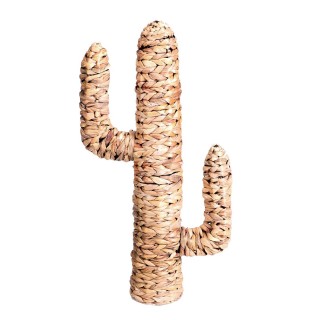 Cactus en jacinthe d'eau tressée Natural Living - H. 80 cm - Marron