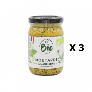 Lot 3x Moutarde à l'ancienne au vinaigre de cidre BIO - Ma Pincée Bio - pot 200g