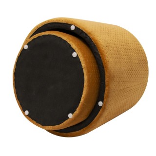 2 Poufs empilables en velours vintage Edouard - Jaune moutarde
