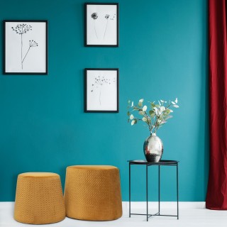 2 Poufs empilables en velours vintage Edouard - Jaune moutarde