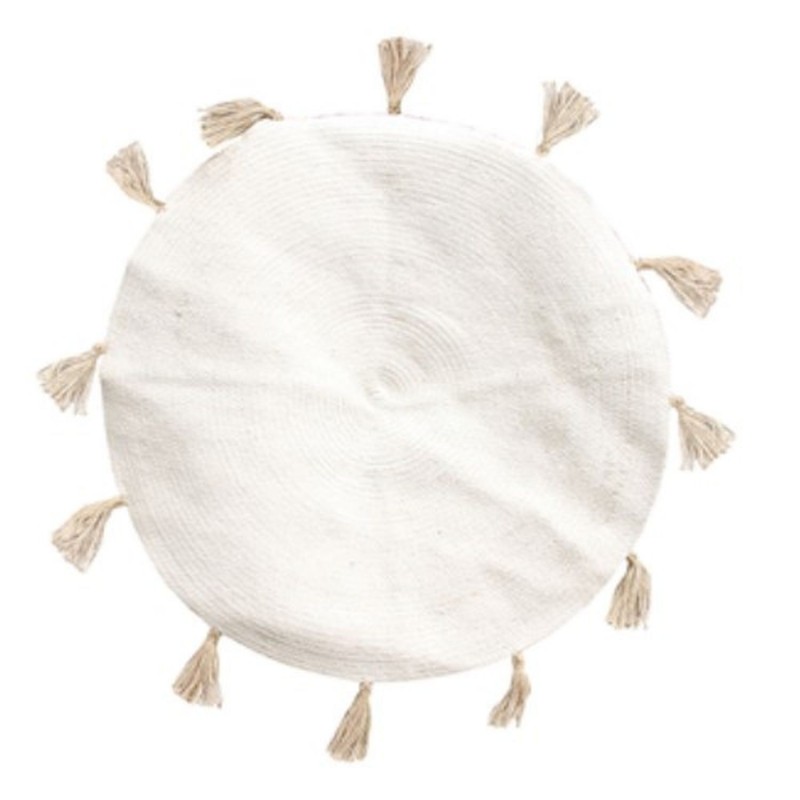 Tapis rond à pompons Happy - Diam. 90 cm - Blanc