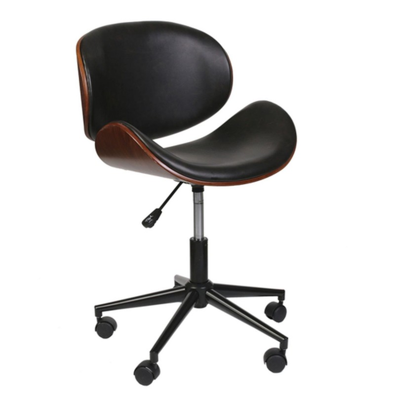 Chaise de bureau réglable design rétro Reno - Noir effet vielli