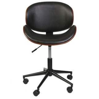 Chaise de bureau réglable design rétro Reno - Noir effet vielli