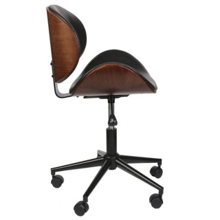 Chaise de bureau réglable design rétro Reno - Noir effet vielli