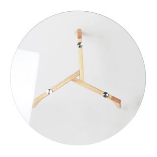 Table basse ronde design bois et verre Alexia - Diam. 80 x H. 45 cm - Beige