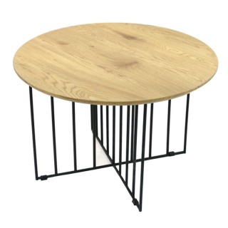 Table basse industrielle bois et métal Maverick - Diam. 70 x H. 45 cm - Noir