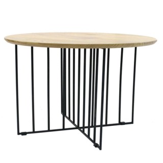 Table basse industrielle bois et métal Maverick - Diam. 70 x H. 45 cm - Noir