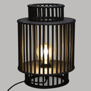 Lampe à poser en bambou Lyxia - H. 35 cm - Noir