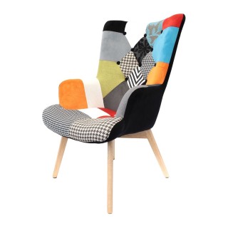 Fauteuil de salon design scandinave Helsinki - Noir patchwork