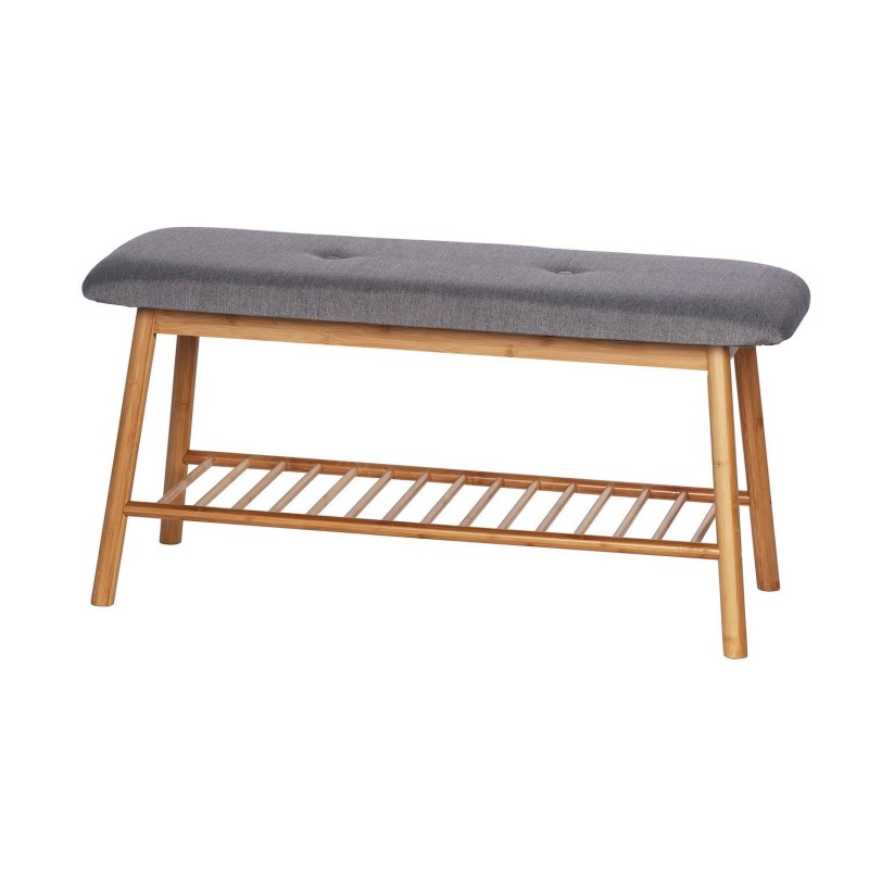 Banc d'entrée pour chaussures en bambou Bahari - L. 90 x H. 45 cm - Gris Banc d'entrée pour chaussures en bambou Bahari - L. 90 x H. 45 cm - Gris