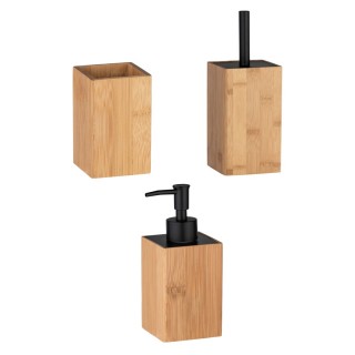 Set accessoires de salle de bain design bambou Padua - Marron