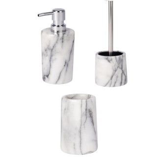 Set d'accessoires de salle de bain design marbre Onyx - Blanc