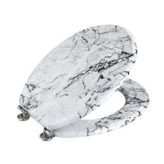 Abattant WC en MDF design marbre Onyx - Blanc