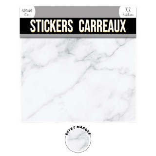2 Stickers effet marbre - 30 x 30 cm - blanc