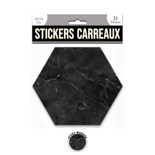 4 Stickers effet marbre - 15 x 13 cm - noir