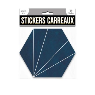 4 Stickers hexagonal  - 15 x 13 cm - bleu