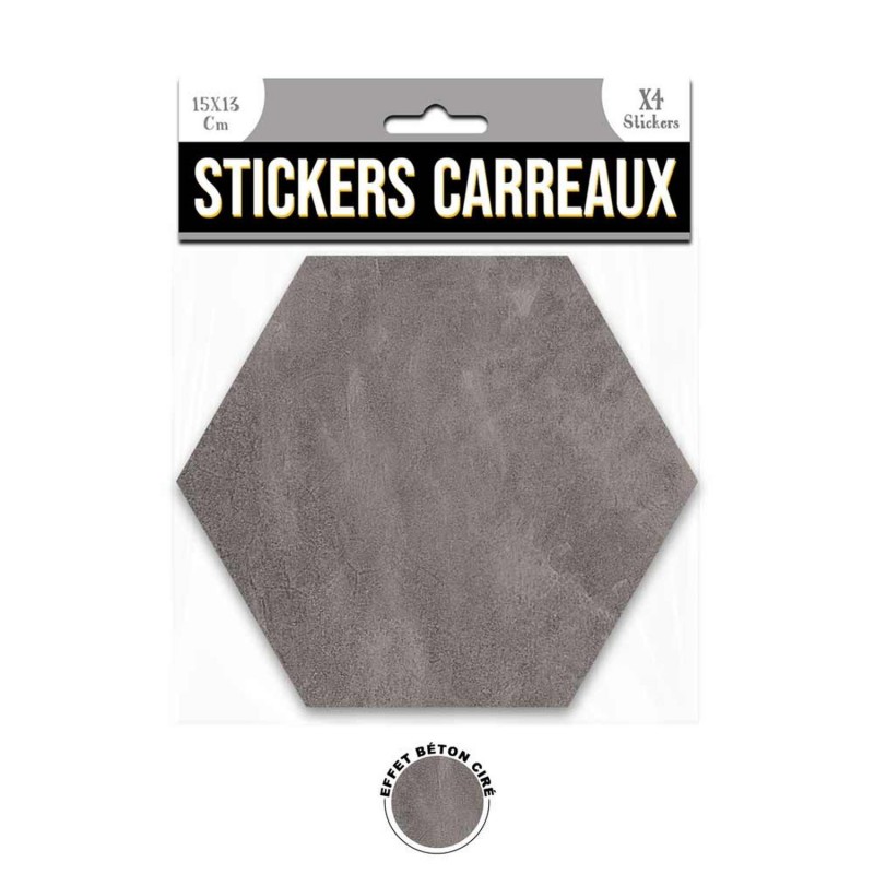 4 Stickers effet béton ciré  - 15 x 13 cm - gris