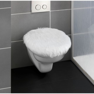 Housse pour abattant WC effet fourrure Olga - L. 50 x l. 40 cm - Blanc