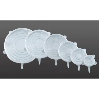 6 Couvres-pots extensibles en silicone Stretch - Blanc