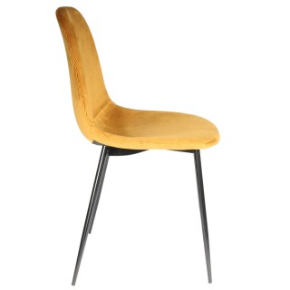 2 Chaises design velours Giulia - Jaune moutarde