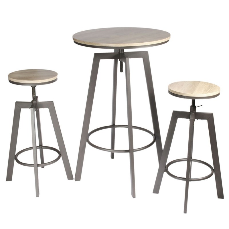 Table haute avec tabourets design industriel Aria - 2 Personnes - Noir