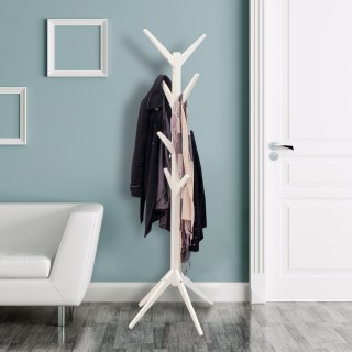 Porte-manteau design bois Abby - L. 45 x H. 177 cm - Blanc
