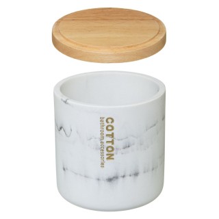 Pot à coton design marbre Lea - Blanc