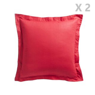 2 Taies d'oreiller Pomme d'Amour - 100% coton 57 fils - 75 x 75 cm - Rouge