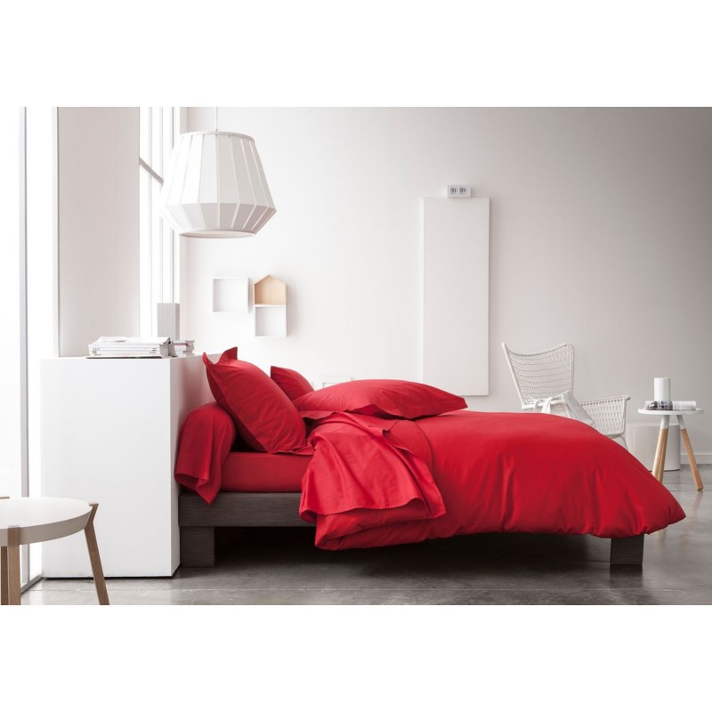 2 Taies d'oreiller Pomme d'Amour - 100% coton 57 fils - 75 x 75 cm - Rouge