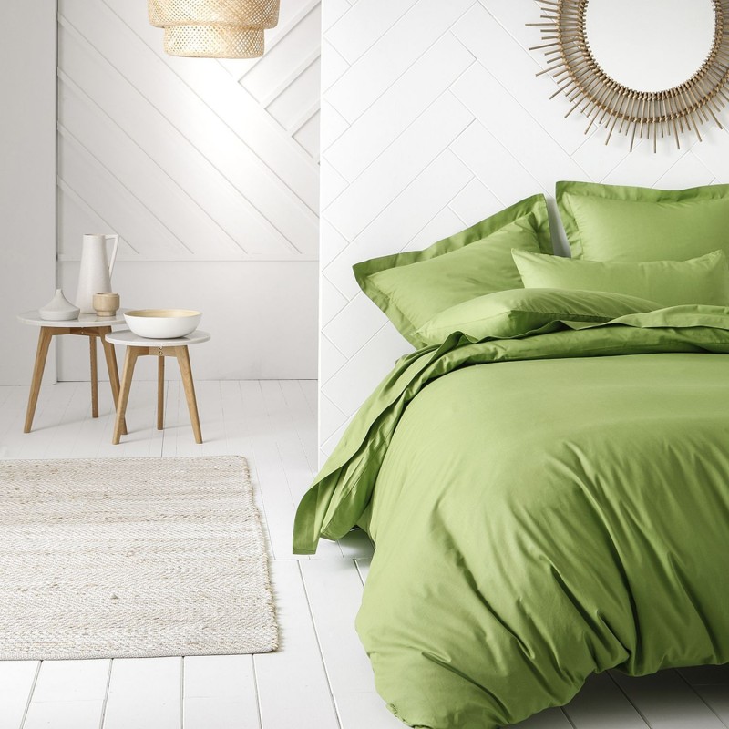 2 Taies d'oreiller Bambou - 100% coton 57 fils - 75 x 75 cm - Vert