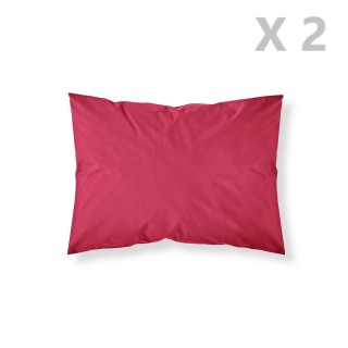 2 Taies d'oreiller Pomme d'amour - 100% coton 57 fils - 50 x 70 cm - Rouge