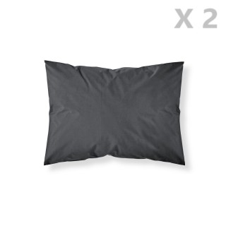 2 Taies d'oreiller Réglisse - 100% coton 57 fils - 50 x 70 cm - Noir