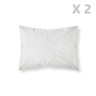 2 Taies d'oreiller Chantilly - 100% coton 57 fils - 50 x 70 cm - Blanc