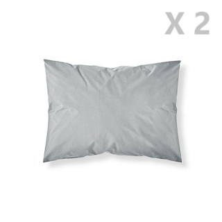 2 Taies d'oreiller Zinc - 100% coton 57 fils - 50 x 70 cm - Gris clair