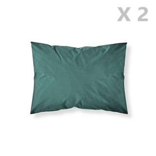 2 Taies d'oreiller - 100% coton 57 fils - 50 x 70 cm - Vert émeraude