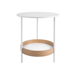 Table d'appoint ronde design Dual - Diam. 48 x H. 51 cm - Blanc