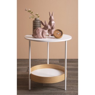 Table d'appoint ronde design Dual - Diam. 48 x H. 51 cm - Blanc