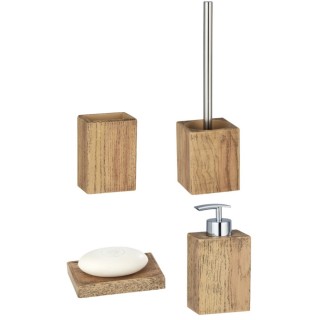 Set accessoires de salle de bain design bois Marla - Marron