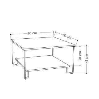 Table basse design métal Marbo - L. 80 x H. 45 cm - Gris