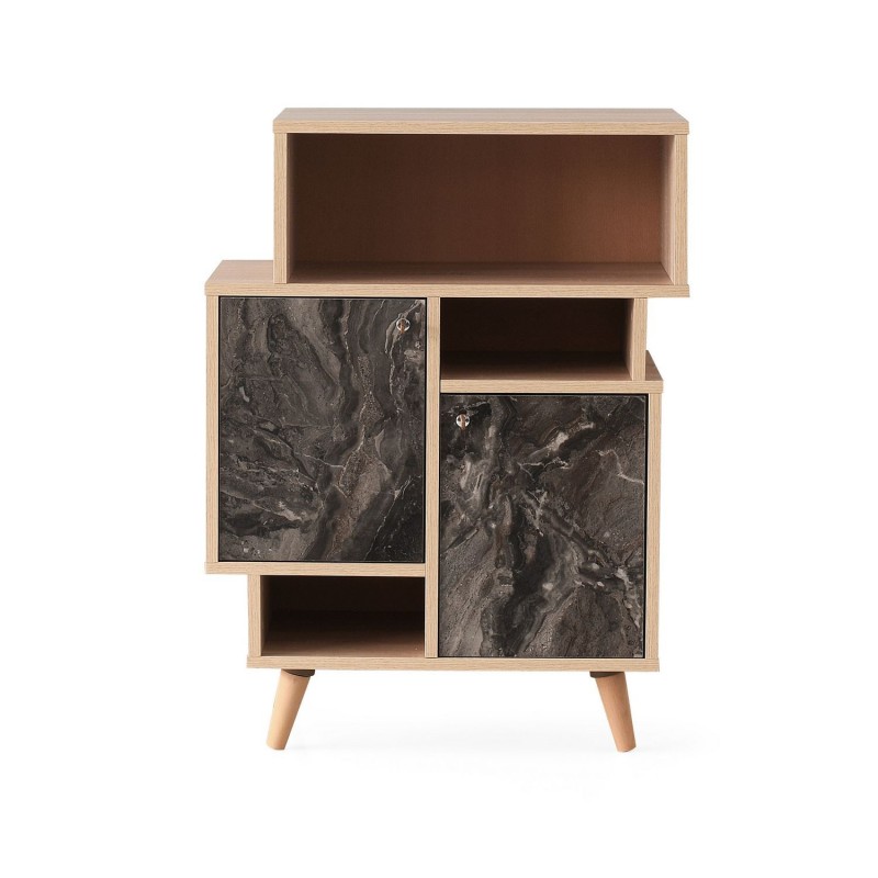 Etagère bibliothèque design marbré Izmir - L. 70 x H. 90 cm - Gris anthracite Etagère bibliothèque design marbré Izmir - L. 70 x H. 90 cm - Gris anthracite