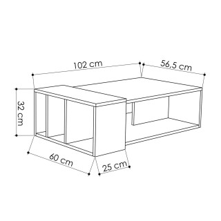 Table basse design bois Anita - L. 102 x H. 32 cm - Blanc et mocca