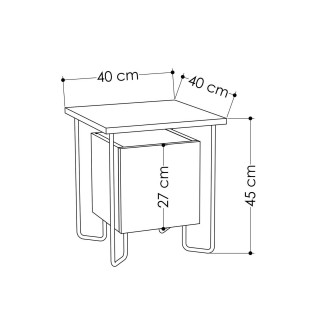 Table de chevet design Acres - L. 40 x H. 45 cm - Marron mocca